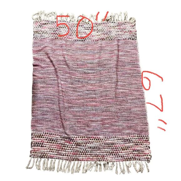 Storehouse‎ Woven Fringe Throw Blanket BOHO Chic Rainbow Pastel Cotton Acrylic - Picture 1 of 13